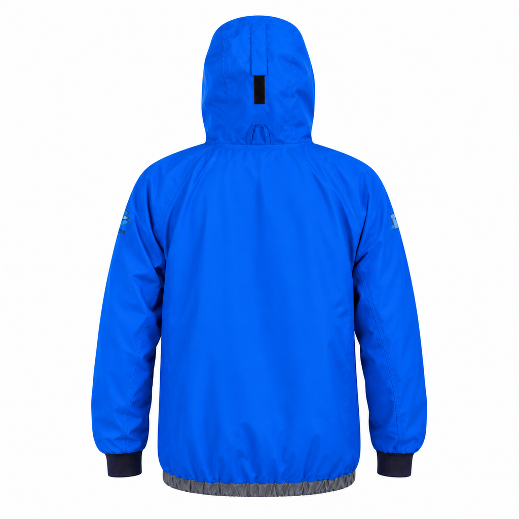 The rear view of the Nookie NKE Centre Smock showing elasticated hemline, hanging loop and hood adjustment