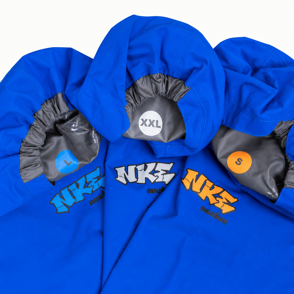 Colour coded NKE logos on the arms and clear size stamp with corresponding colours on the inside of the hoods